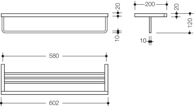 HEWI Badetuchablage Sys 100, chrom, Breite: 602mm