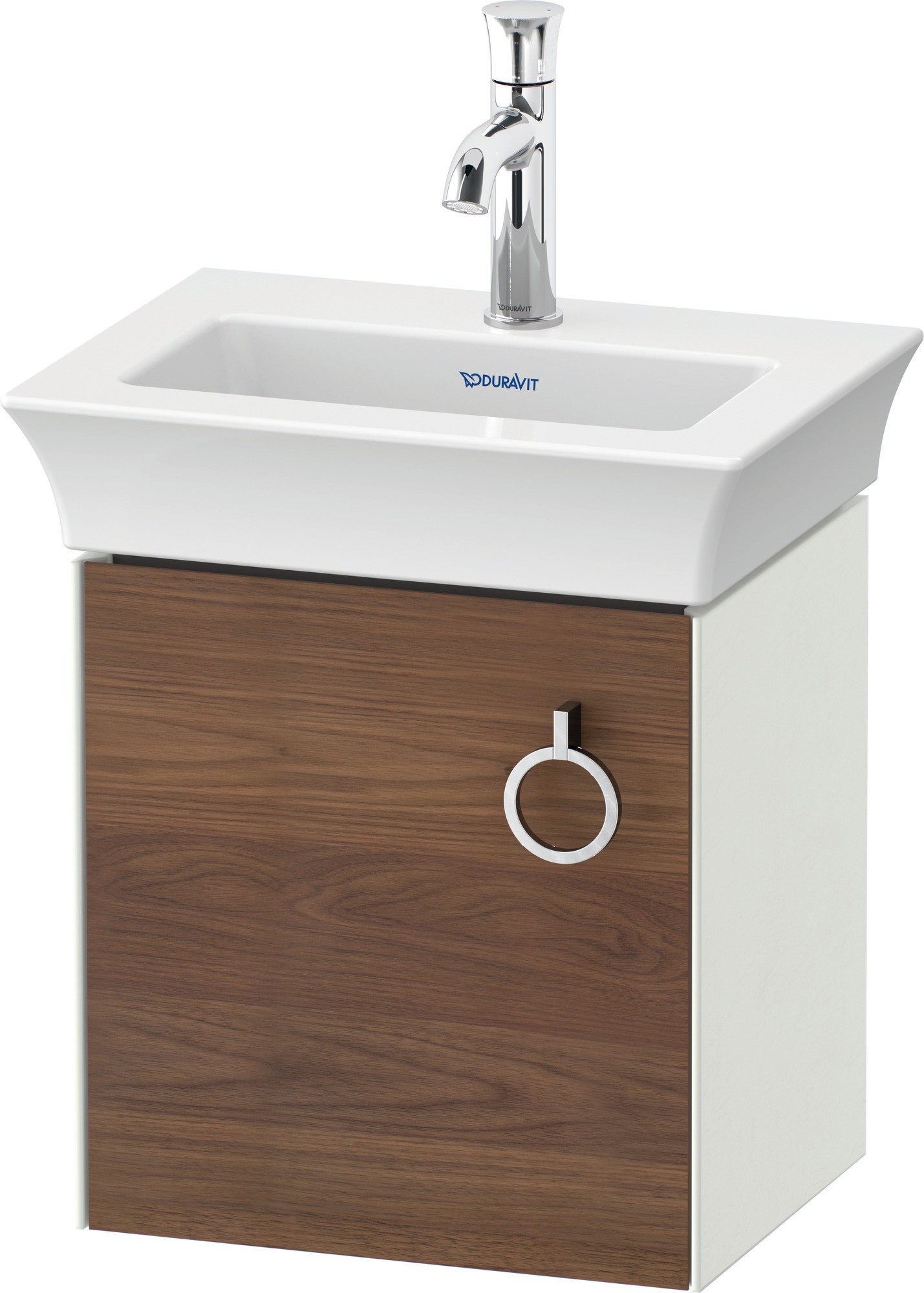 Duravit WTU wandh. White Tulip,1 Tür m.Griff 410x384x298,TA l.,Am.Nussb.M./Weiß Sdm.