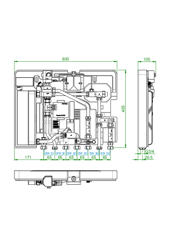 OVENTROP-Wohnungsstation Regudis W-HTE Wärmeübertrager kupfergelötet, 12 l/min OVENTROP-Wohnungsstation Regudis W-HTE Wärmeübertrager kupfergelötet, 12 l/min