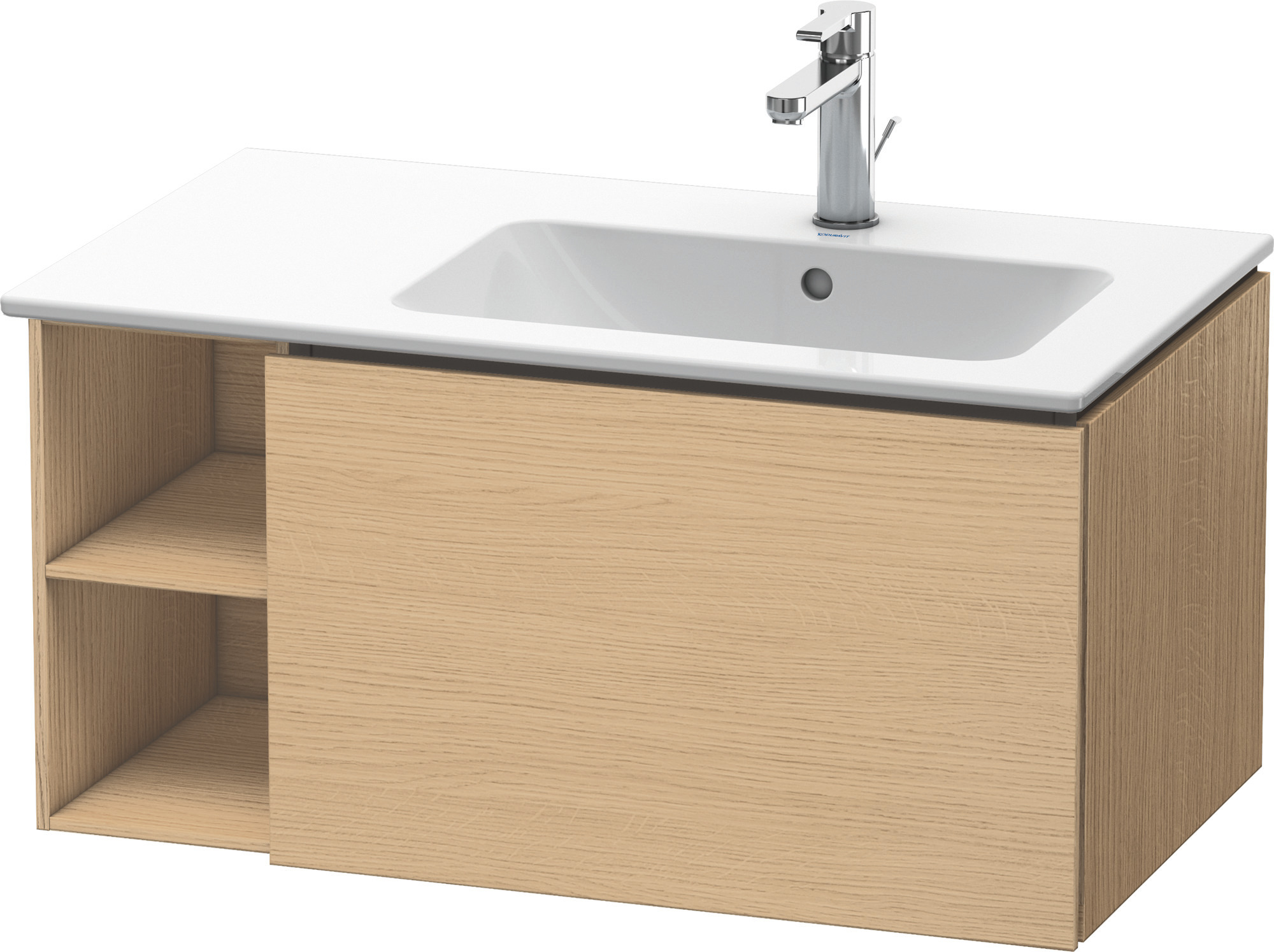 Duravit WTU L-Cube 400x820x481mm, wandh. 1 Auszug,Becken re.,Eiche Natur