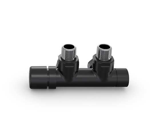 ZE Zubehör Anschlussarmatur Typ Q Eckform Thermostatkopf li., Black Matt