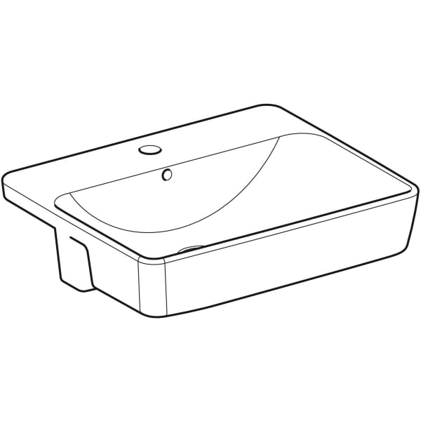 Geberit VariForm Halbeinbauwaschtisch, quadr. 55x45cm, m. Hl, m. Ül., weiß, KeraTect