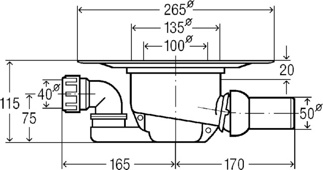 Viega Badablauf Advantix 4921.65 40x50 mm (DN50) Kunststoff grau
