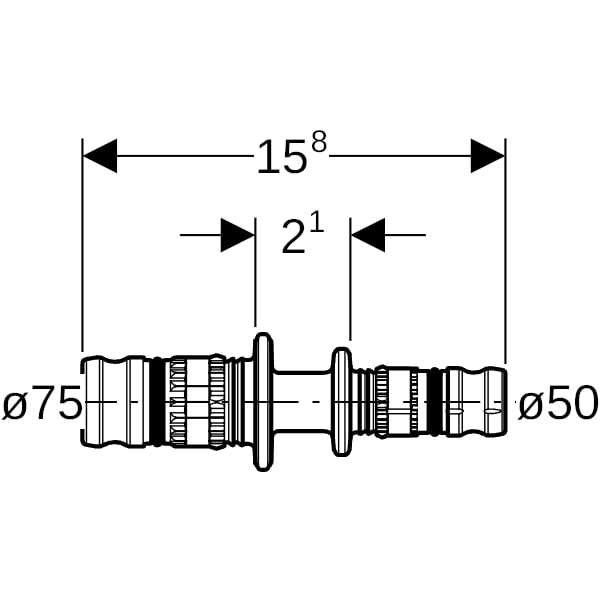 Geberit Mepla Reduktion PVDF d75-50