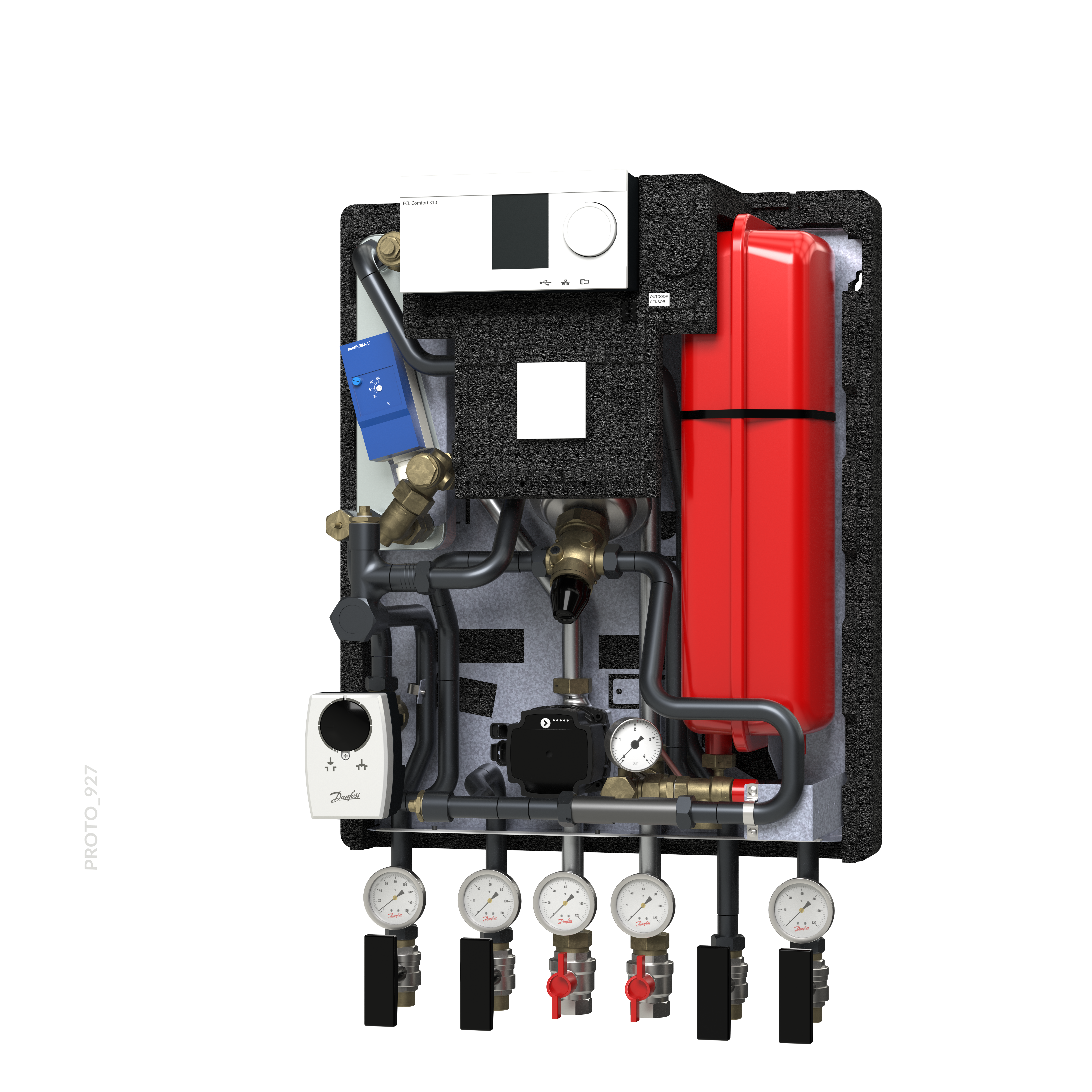 Danfoss Hausstation VXe Solo HWP HT, 2 HE:47kW, ECL310/A237, PN25