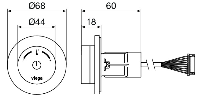 Viega Bedienelement Dusche 9121.4 für Nass- und Trockenbau