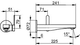 KEUCO EHM-WT-Mischer UP IXMO 59516 Wandm./Ausf.rd. Ausl.225mm/Flat verchr.