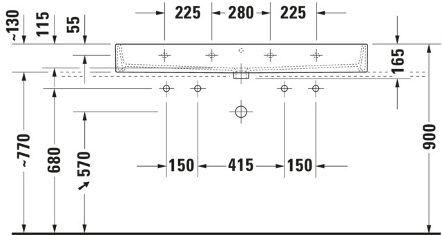 DU Waschtisch Vero Air 1200 mm o.ÜL,m.HLB,2 HL,1 Becken,geschl.,weiß,WG