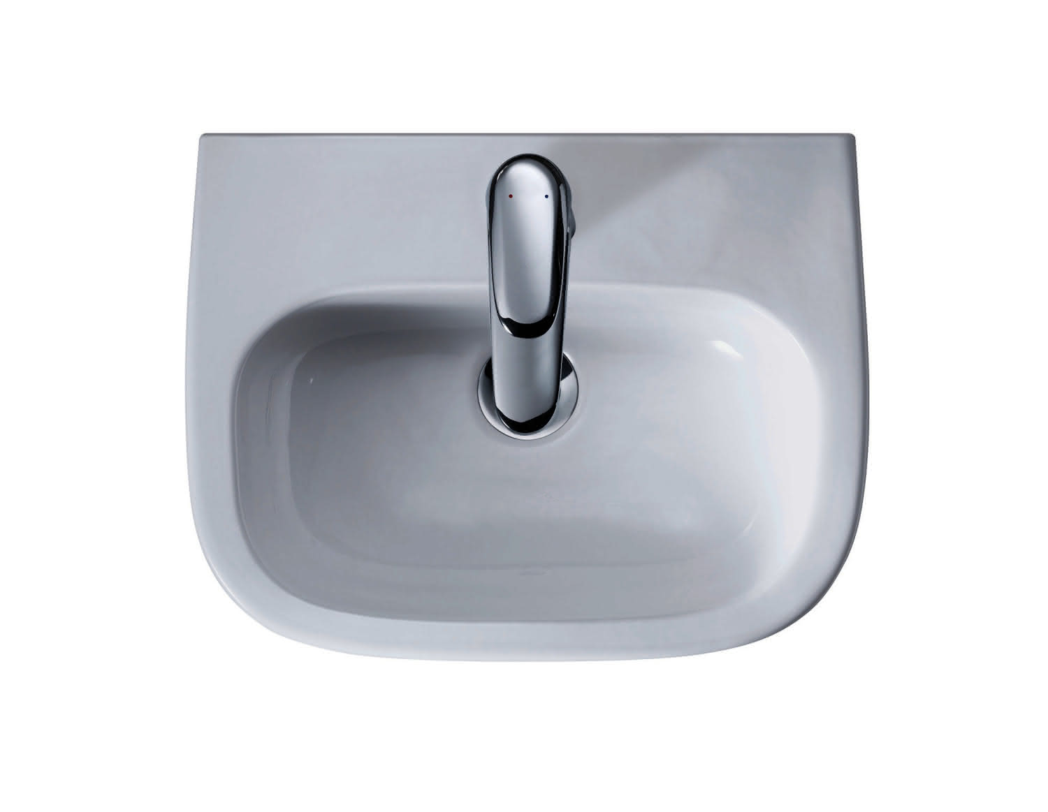 DU Handwaschbecken D-Code 450 mm mit ÜL, mit HLB, 1 HL, weiß