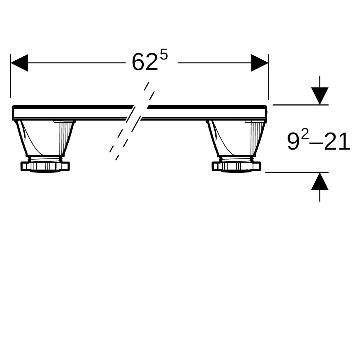 Geberit Set Füße und 4 Traversen 625mm H:9-21cm, für Duschwanne aus Steinharz