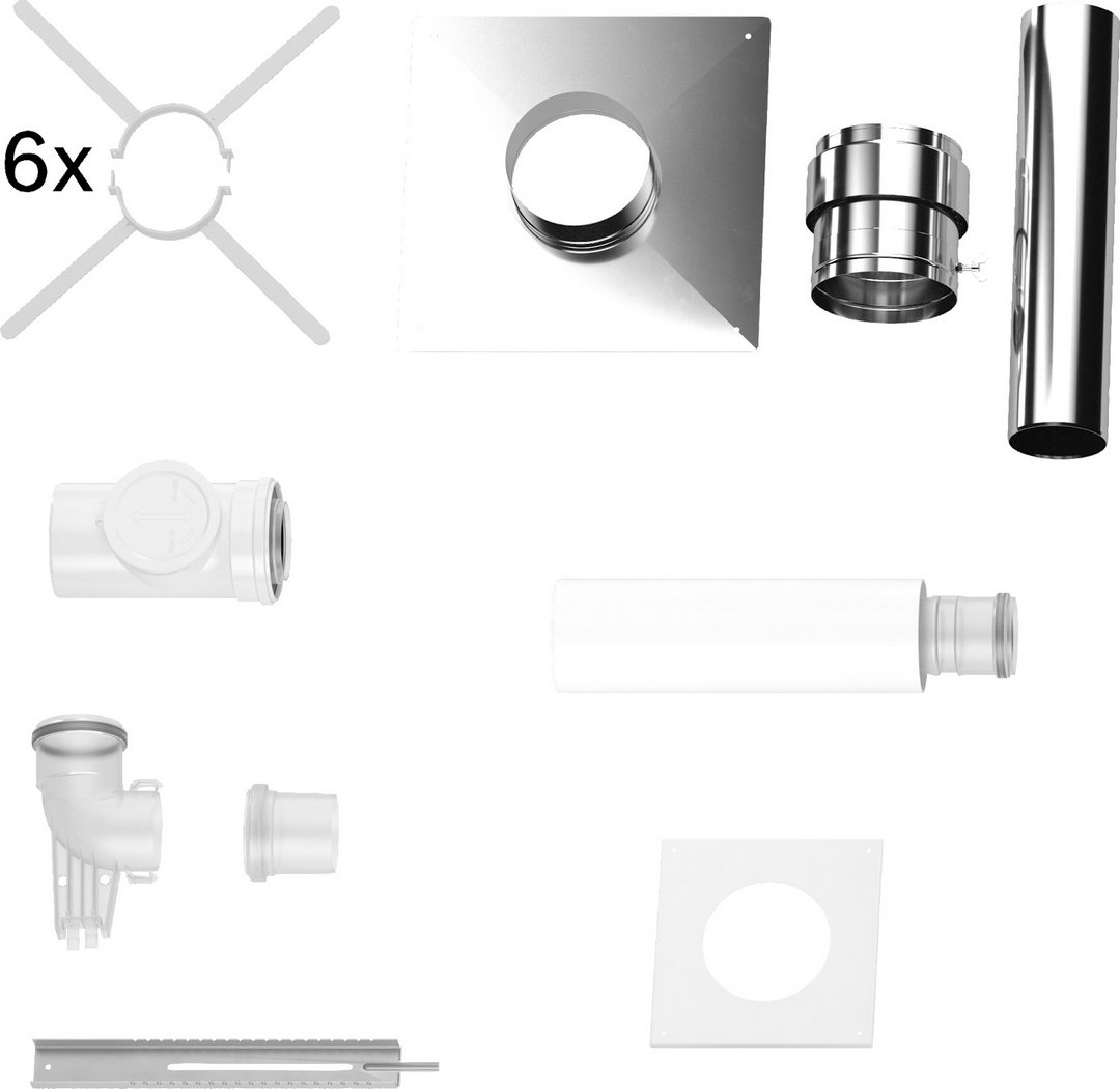 BOSCH Abgaszubehör FC-Set80-C93x, hinten Grundbausatz C93x, d:80/125mm, Edelstahl