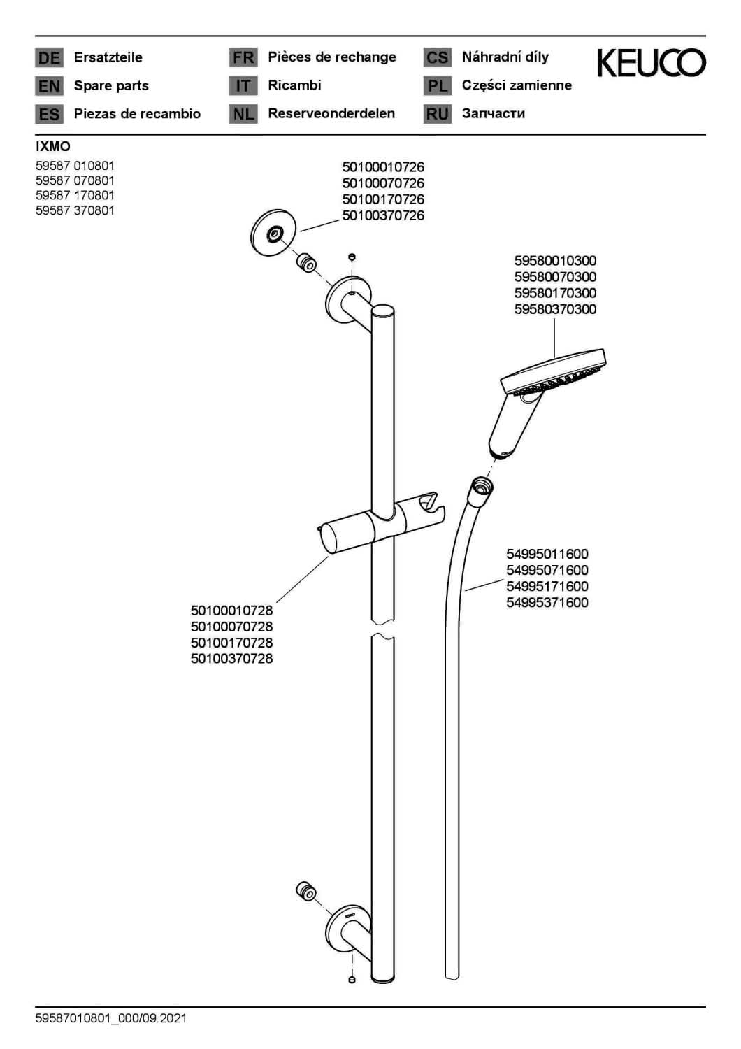 KEUCO Brause-Set rund IXMO 59587 855mm verchr.