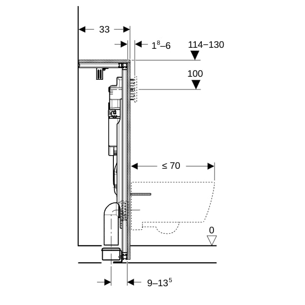 Geberit GIS Element f. WWC, 114 cm, mit Sigma UP-SPK 12 cm, Ecklösung