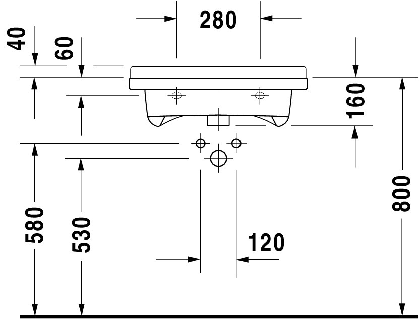 DU Waschtisch Starck 3 Vital 600 mm mit ÜL, mit HLB, 1 HL, weiß