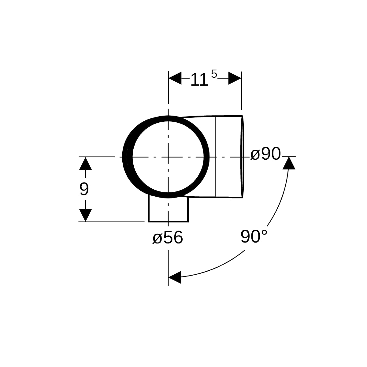 Geberit Silent-db20 Kombibogeneckabzweig 88,5Gr links d110/90/56