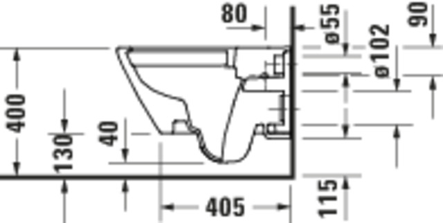DU D-Code 2.0 WWC 540mm TS, rimless verd.Bef.,vormontierte Scharniere,Weiß