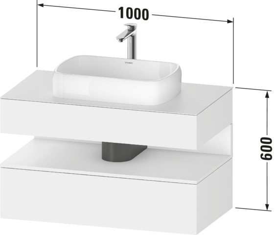 Duravit QA Kons-WTU,Wdh,1000x550x600mm,1 Ausz Weiß Matt,Ni:Eiche Schwarz Matt,Dekor