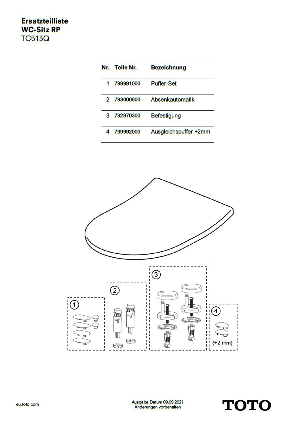 Befestigung Standard für WC-Sitz