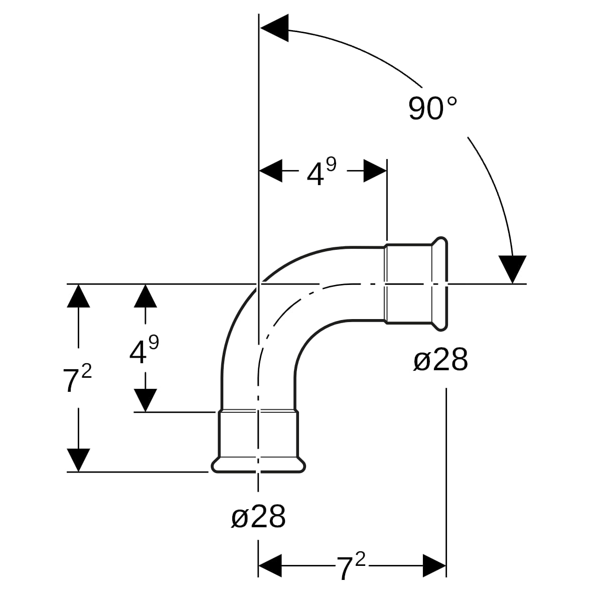 Geberit Mapress C-Stahl Bogen 90Gr d28 verzinkt