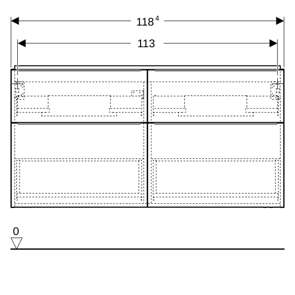 Geberit iCon Unterschrank für DWT, 4 Schubl. 118,4x61,5x47,6cm, weiß matt