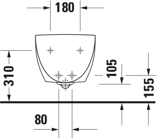 DU Wand-Bidet Architec 580 mm m.ÜL, m.HLB, 1 HL, Durafix, weiß