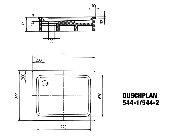 KA DW DUSCHPLAN Mod.544-1,800x900mm, bahamabeige