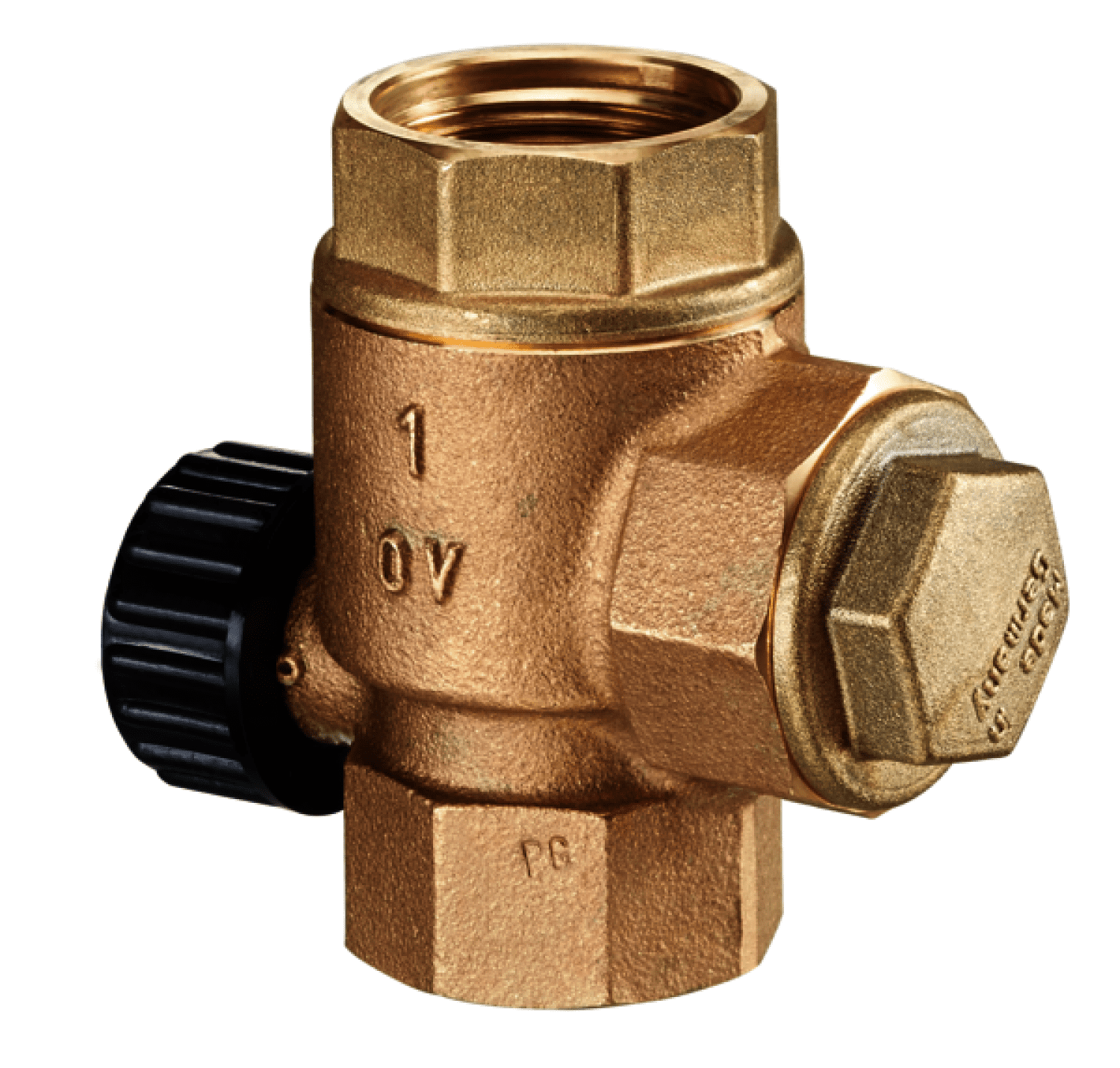 OVENTROP-Sperrventil Typ SVU DN32, 3xG1 1/4"IG, PN10, Rotguss
