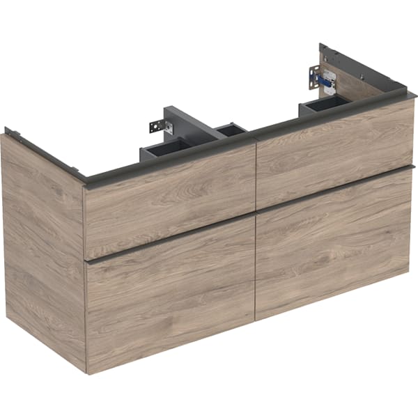 Geberit iCon Unterschrank für DWT, 4 Schubl. 118,4x61,5x47,6cm, Nussbaum hi./Gr. Lava