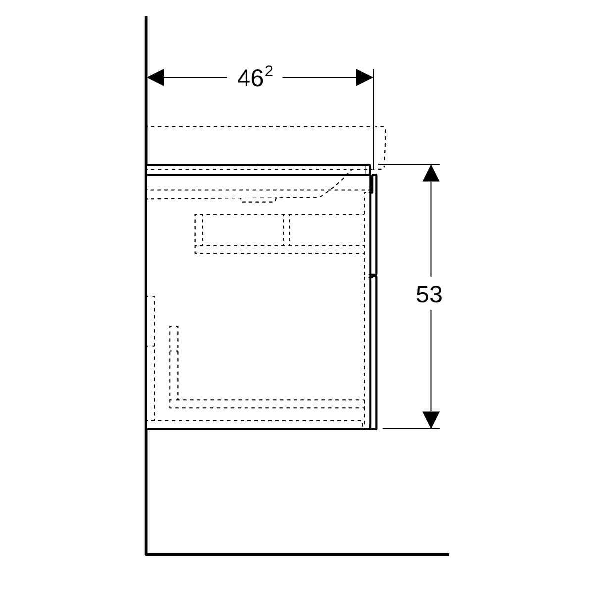Geberit Xeno2 Unterschrank f. WT m. Ablg. li m. 2 Schubl., 88x53x46,2cm, greige