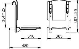 KEUCO Klappsitz Plan Care 34981, mit R-Lehne z.Einh., sil-elox/schwarzgrau