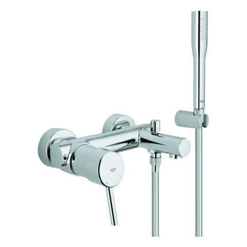 GROHE EH-Wannenbatterie Concetto 32212_1 Wandmontage mit Euphoria Brauseset chrom