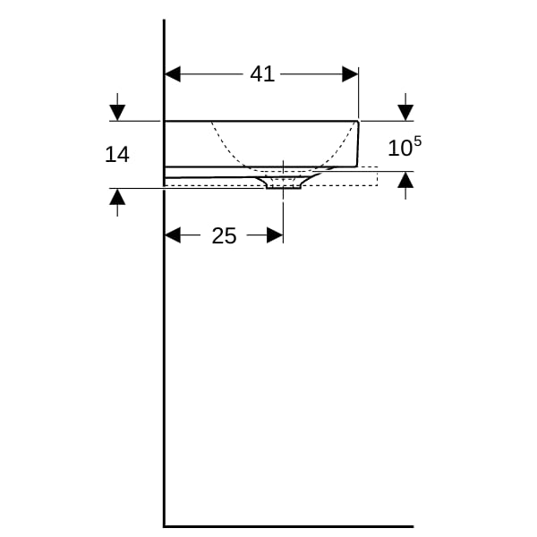 Geberit ONE AS-WT rechteckig, 50x41 cm m. Hl., o. Ül., weiß, KeraTect