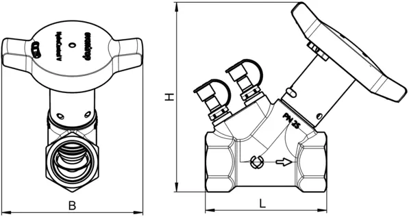 Oventrop-Strangreg.vent. HydroControl V PN25 DN20, Rp3/4 IG, HydroPort, EZB