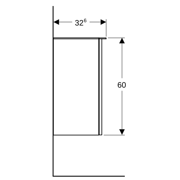 Geberit Smyle Seitenschrank, eckig mit einer Tür re, 36x60x32,6cm, sandgrau