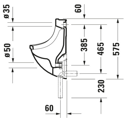 Duravit Urinal Starck 3, Zulauf von hinten absaugend,o.Deckel,o.Fliege,weiß,HYG
