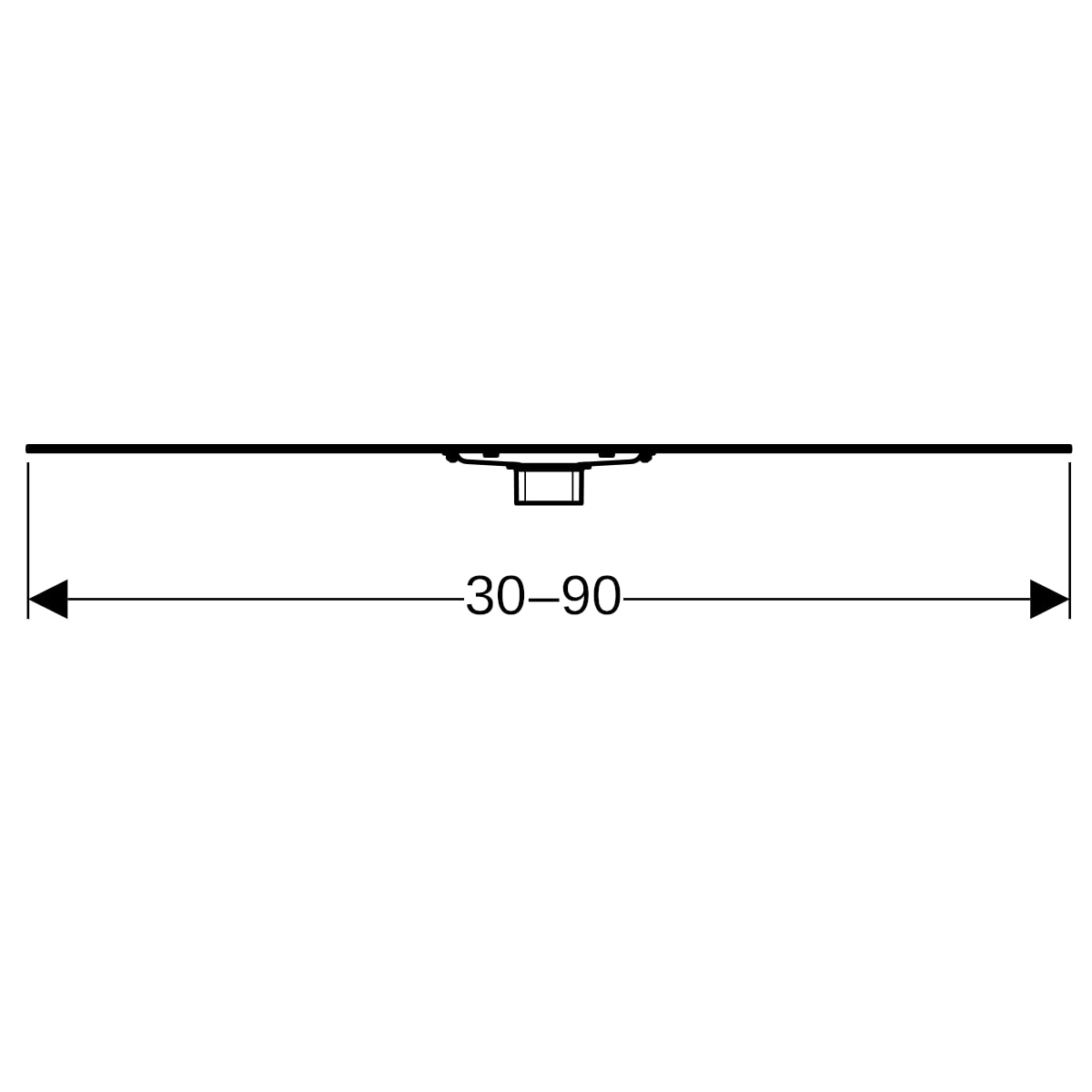 Geberit CleanLine60 Duschrinne, L:30-90 cm für dünne Bodenbeläge