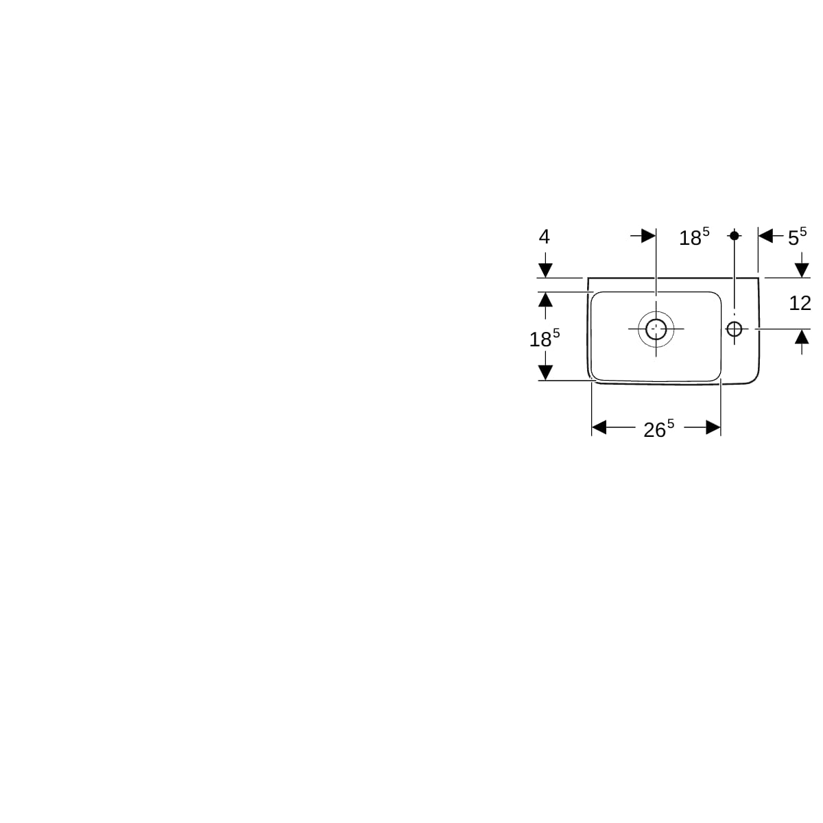 Geberit Renova Compact HWB, verk. Ausladung 40x25cm, Hl. rechts, m. Ül., weiß