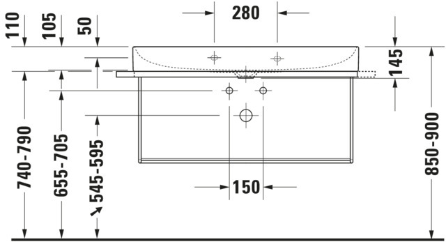 DU Möbel-WT DuraSquare 1000mm o.ÜL, m.HLB, 1 HL mitte, weiß, WG