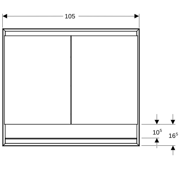 Geberit ONE Spiegelschrank mit Ni/Comf.Light 2 Türen, UP-Mont., 105x90x15cm, weiß