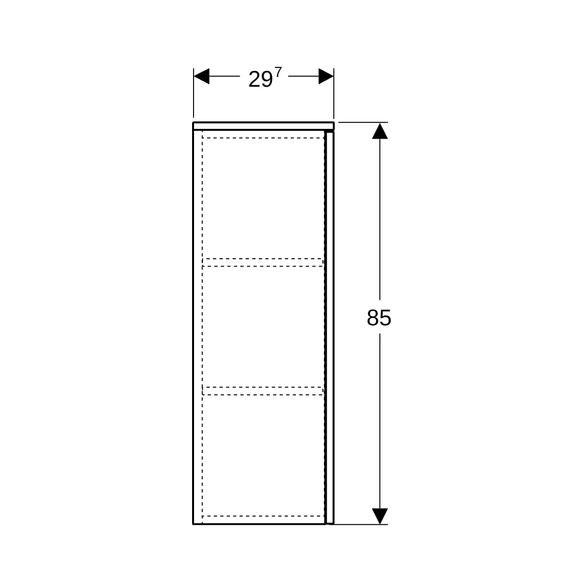Geberit Renova Plan Mittelhochschrank m.1 Tür 33x85x29,7cm, lava/l. seidenmatt