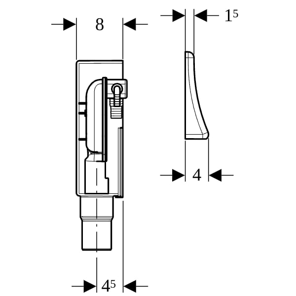 Geberit UP-Geruchsverschluss m. 2 Anschlüssen Wandeinbaukasten u. Abdeckplatte d50-56