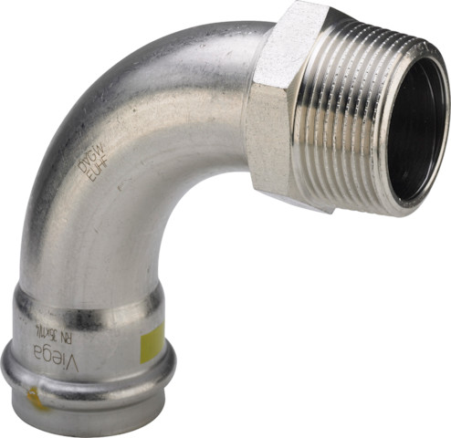 Viega Bogen 90 Grad SC Sanpress Inox G 0214 für Gas in 15mm x R1/2 Edelstahl