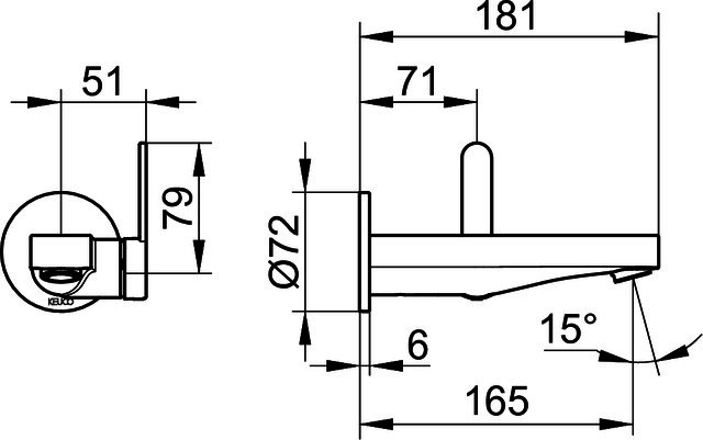 KEUCO EHM-WT-Mischer UP IXMO 59516 Wandm./Ausf.rd. Ausl.165mm/Flat verchr.