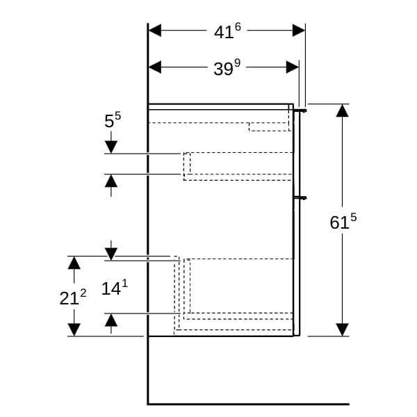 Geberit iCon Unterschrank f. WT, verk. Ausld. 74x61,5x41,6cm, weiß hgl/Gr. chrom