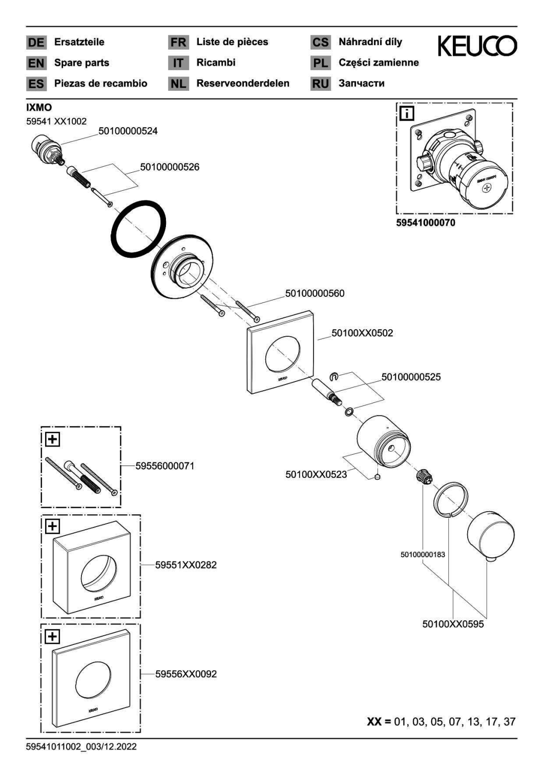 KEUCO Absperrventil IXMO Comfort 59541, eckig, verchromt