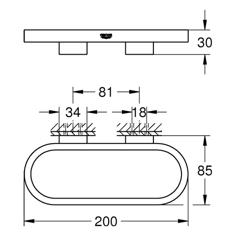 GROHE Handtuchring und Halter Selection 41035 hard graphite gebürstet