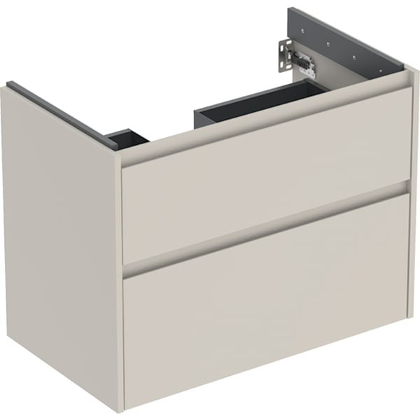 Geberit Renova Plan US f. WT, m. 2 Schubladen 79,4x60,6x44,6cm, sandgrau/l. seidenmatt
