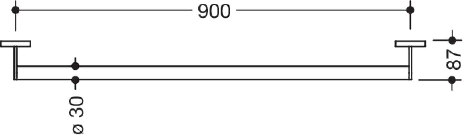 HEWI Haltegriff, d:30, L:900mm, chrom