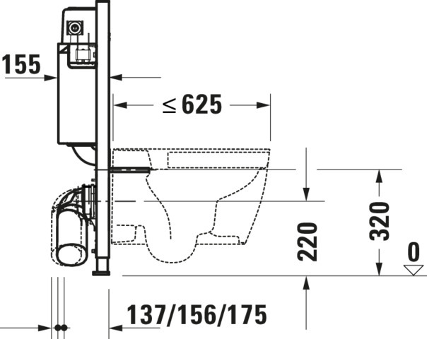 Duravit DuraSyst. für WWC, Basic,Trockenbau Höhe 840,Spülbed.mechanisch Vorne/Oben