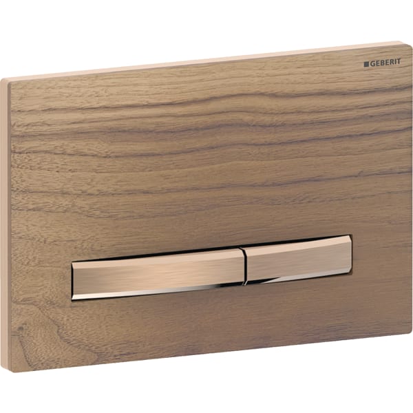 Geberit Sigma50 BetPl., eckig, 2-Mengen-Sp. rotgold gebürstet, Etc/Nussbaum